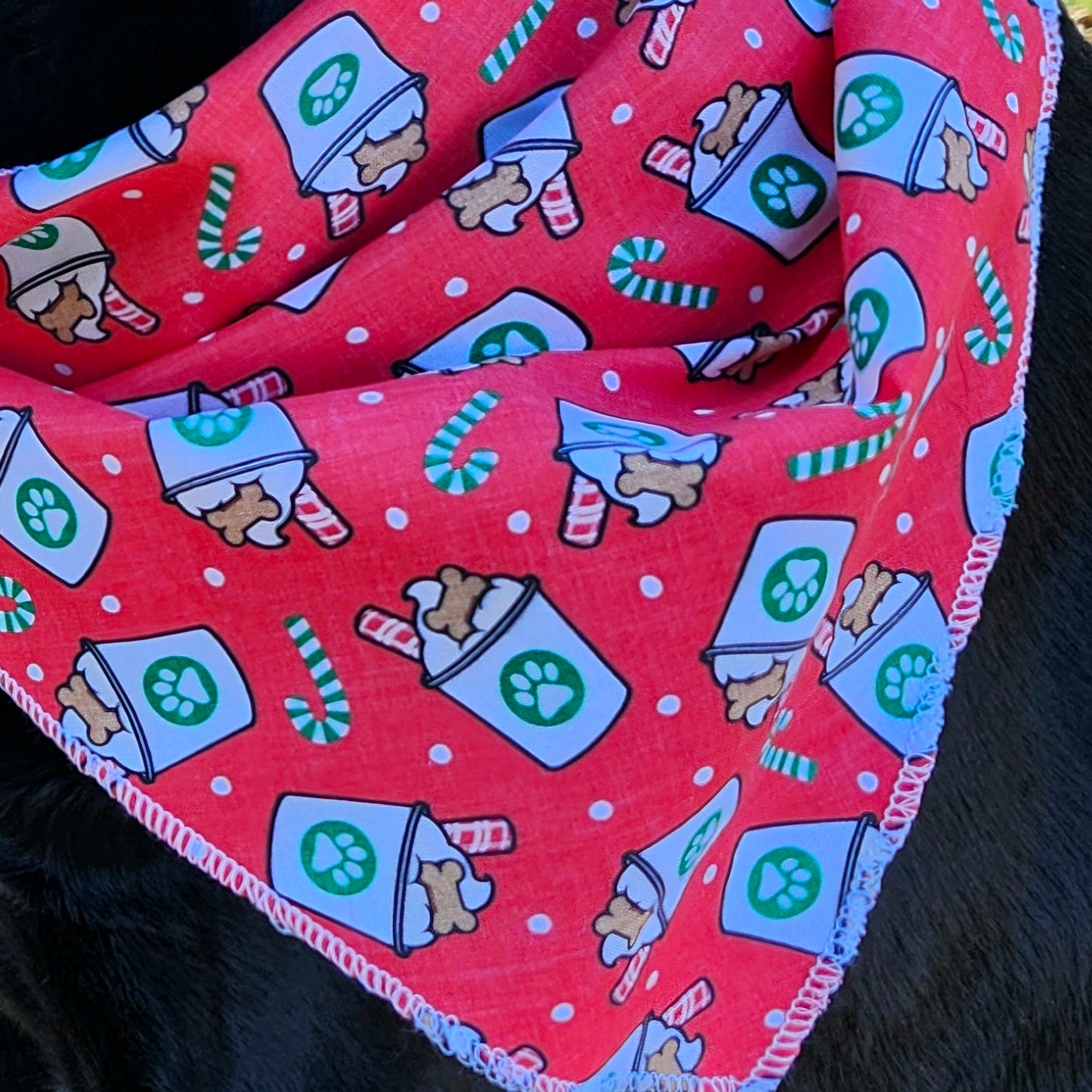 Holiday Coffee/ Latte Dog Bandana Red