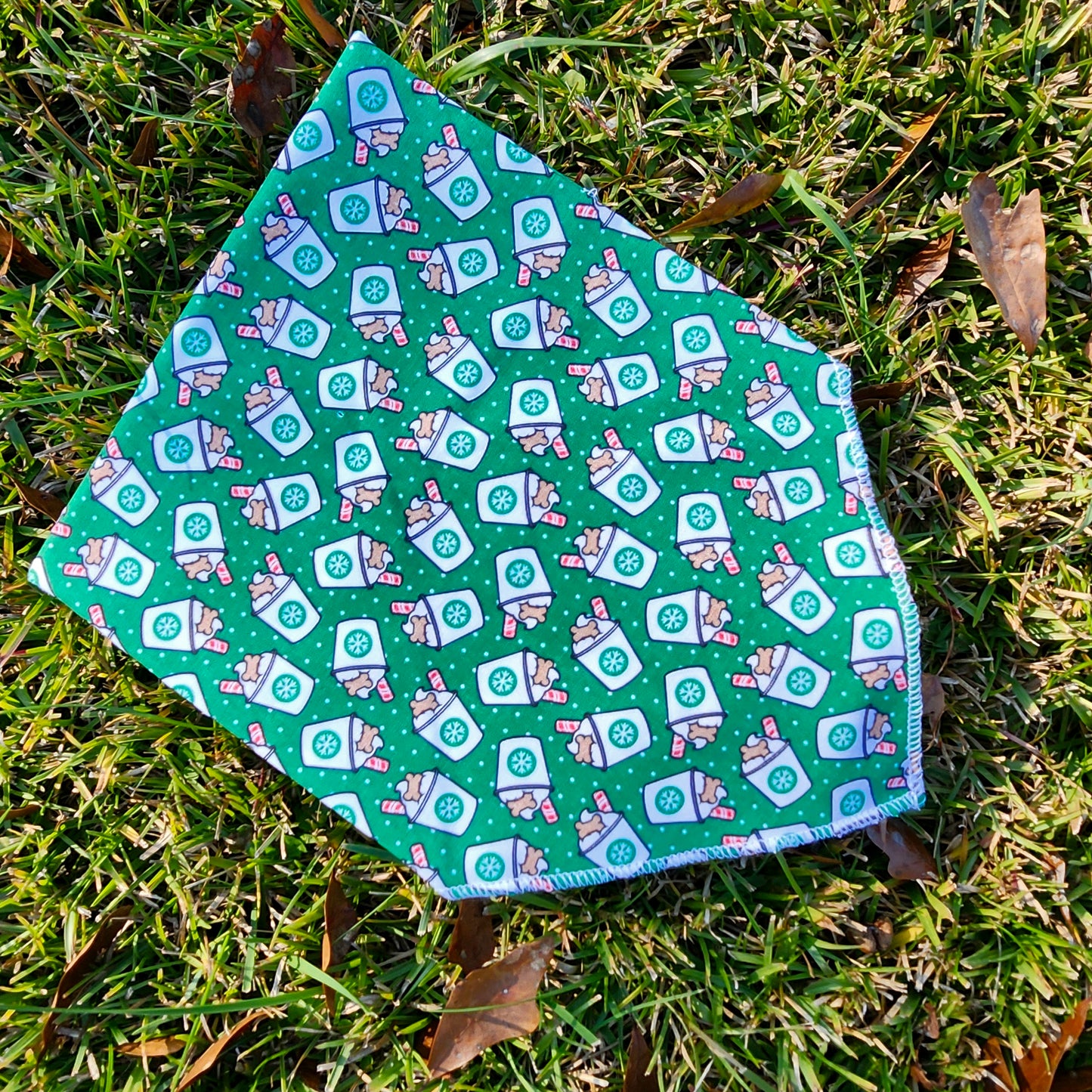 Holiday Coffee/ Latte Dog Bandana Green