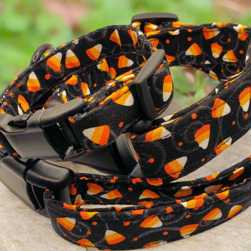 Halloween, Candy Corn, and Silver Swirl Collar