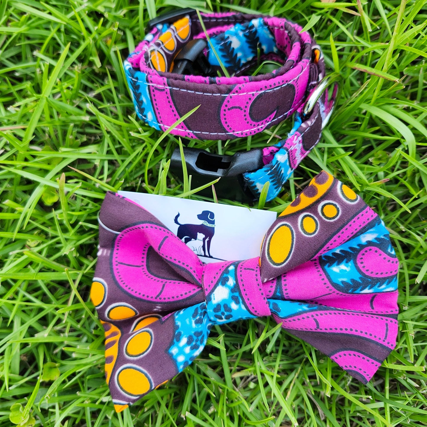 Pink Pup Royalty Collar and Bowtie Set