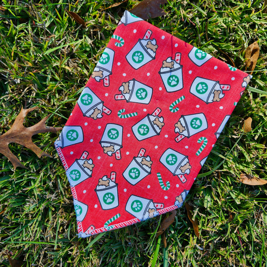 Holiday Coffee/ Latte Dog Bandana Red