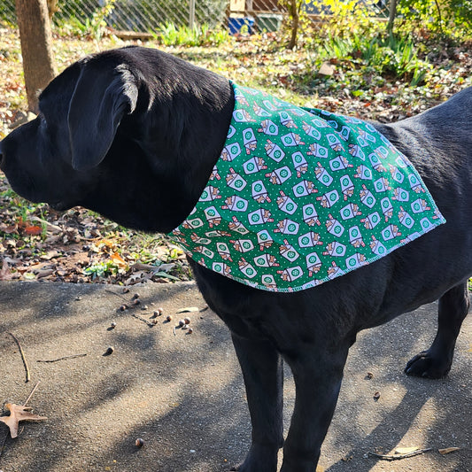 Holiday Coffee/ Latte Dog Bandana Green