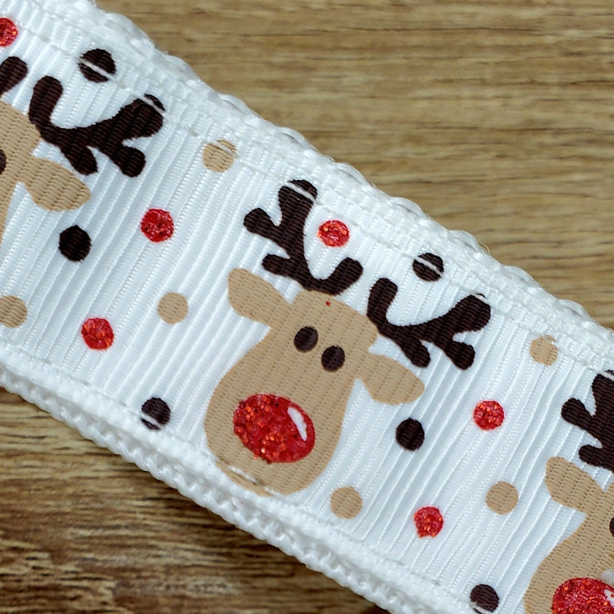 Christmas Dog Collar, 1" Width, Reindeer Games/White,